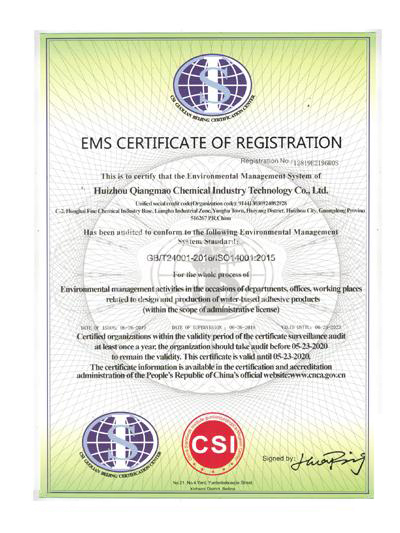 環(huán)境管理體系認證證書(shū)(英文)